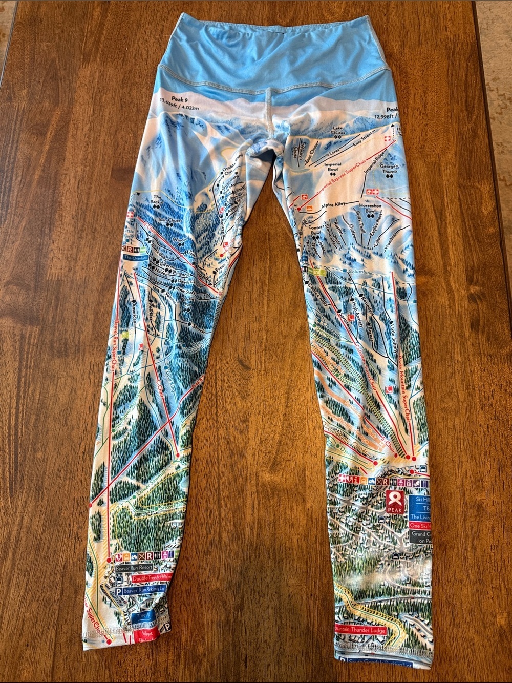 Ski Trail Map Leggings in Sky Blue and Multicolor